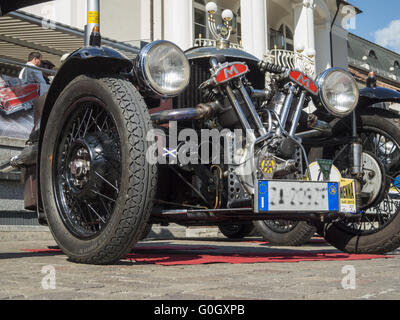 Südtirol Classic Cars 2015 Morgan tre wheeler parte anteriore bassa Foto Stock