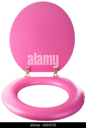 Nuovo di zecca rosa sedile di gabinetto isolato sul bianco Foto Stock