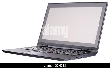 Aprire il computer portatile (notebook) vista isometrica isolato sul bianco Foto Stock