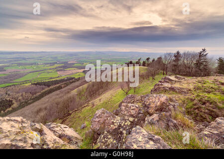 Campagna britannica vedendo dal di sopra del Wrekin Hill Foto Stock