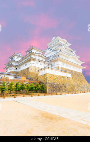 Himeji jo Castello Interno base mantenere tramonto V angolato Foto Stock