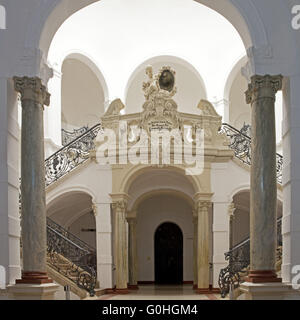 Ingresso con scala di Leopold Hoesch Museum, Dueren, Nord Reno-Westfalia, Germania Foto Stock