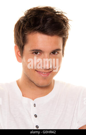 Giovani, Nizza uomo, sorriso amichevole. Ritratto Foto Stock