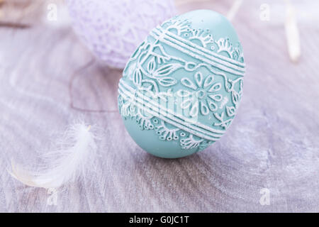 Bellissimo uovo di pasqua decorazione colorfull uova pastello stagionali Foto Stock