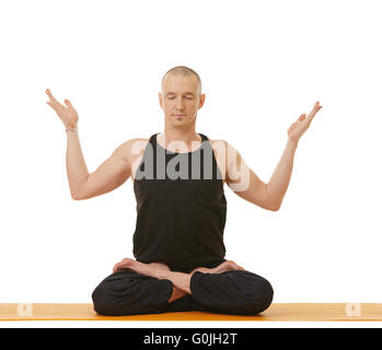 Immagine dell uomo meditator in posa nella posizione del loto Foto Stock