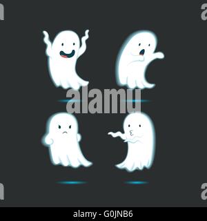 Fantasma carino insieme Illustrazione Vettoriale