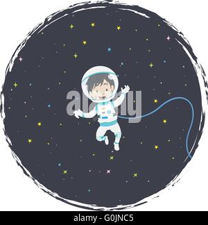 Ragazzo astronauta nello spazio Illustrazione Vettoriale