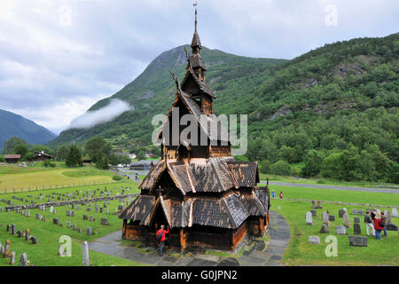 Borgund doga Chiesa, Borgund, Laerdal, Sogn og Fjordane, Norvegia / Borgund stavkirke Foto Stock
