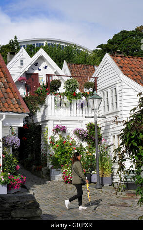 Case di legno, Gamle Stavanger, Old Stavanger, città vecchia, Stavanger, Rogaland, Norvegia Foto Stock