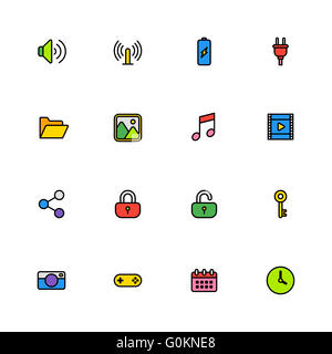 [JPEG] coloratissima linea semplice web icon set per il web, UI ed infografico e le applicazioni per dispositivi mobili Foto Stock