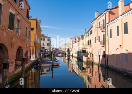 Vista della città di Chioggia, Italia, la piccola Venezia. Foto Stock