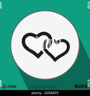 Due cuori icona Illustrazione Vettoriale
