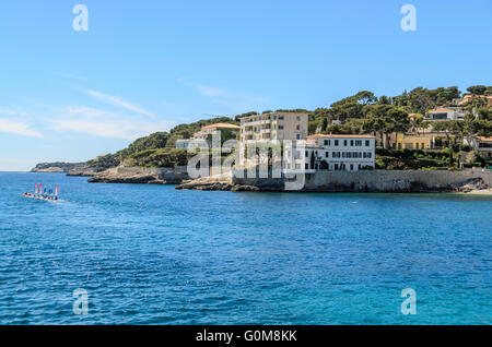 PORT DE CASSIS, ECOLE DE VOILE, CASSIS, BDR 13 Foto Stock