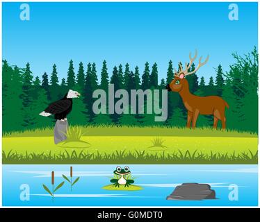 Riverside in legno Illustrazione Vettoriale