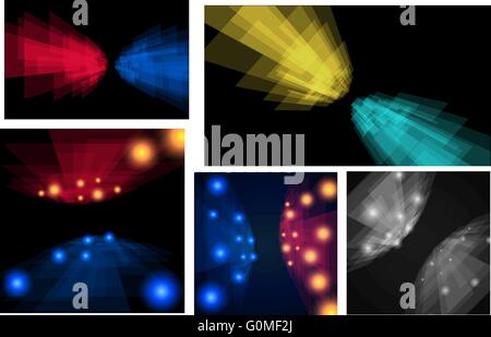 Impostare con strisce in prospettiva. Cinque banner modificabile per il design. Illustrazione Vettoriale