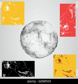 Editable imposta punti e triangoli dello sfondo con la particella molecola. struttura genetica e composti chimici. spazio creativo e costellazioni. La scienza e il concetto di connessione. Rete sociale. Banner rosso Illustrazione Vettoriale