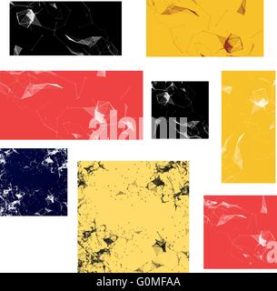 Editable imposta punti e triangoli dello sfondo con la particella molecola. struttura genetica e composti chimici. spazio creativo e costellazioni. La scienza e il concetto di connessione. Rete sociale. Banner rosso Illustrazione Vettoriale