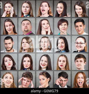 Collage di molte persone diverse Foto Stock