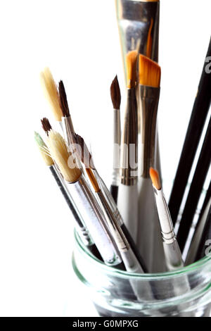 Artisti spazzole in un vasetto di vetro Foto Stock