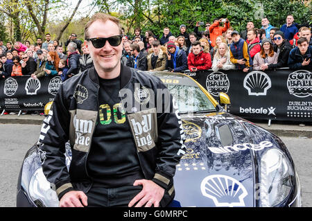 Dublino, Irlanda. 01 MAGGIO 2016 - Maximillion Cooper, fondatore del Gumball 3000, arriva a Dublino Foto Stock