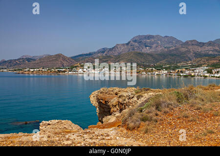 Immagine del villaggio di Makrigialos sulla costa sud-est di Creta, Grecia. Foto Stock