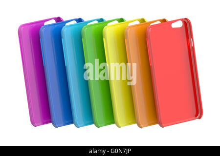 Multicolor Telefono Cellulare custodie in plastica. Il rendering 3D Foto Stock