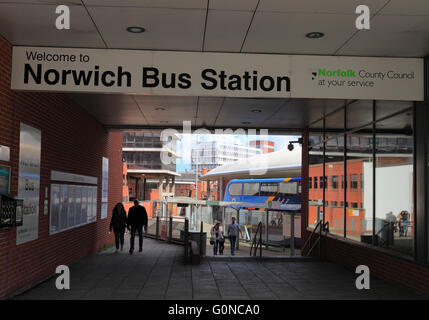 Norwich Stazione Bus, Norfolk, Inghilterra, Regno Unito. Foto Stock