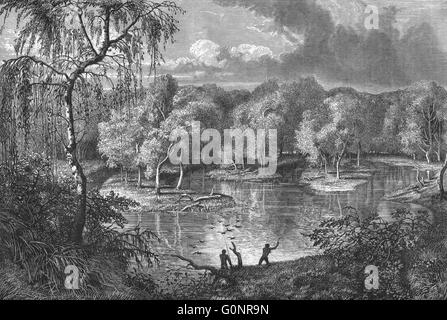 AUSTRALIA: Fiume Murray, antica stampa 1870 Foto Stock