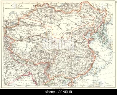 Impero cinese. Cina Asia Orientale Tibet Mongolia Turkestan Orientale Corea, 1899 Mappa Foto Stock