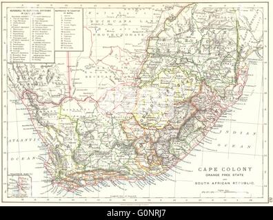 COLONIAL SUD AFRICA. Cape Colony. Orange Free State. Repubblica SA, 1899 Mappa Foto Stock