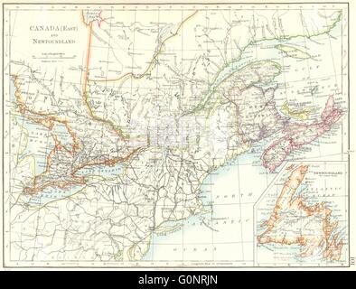 CANADA orientale. Ontario Quebec Maritime Provinces NB PE NS. JOHNSTON, 1899 Mappa Foto Stock