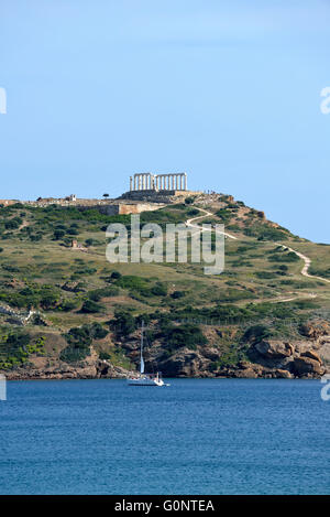 Tempio di Poseidone a Capo Sunio, Attica, Grecia Foto Stock