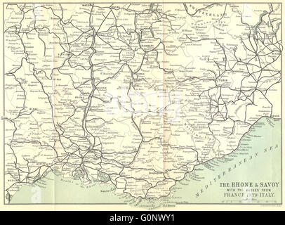 Rodano: & Savoie passa dalla Francia in Italia, 1899 Mappa antichi Foto Stock