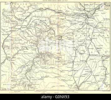 Francia: Valli Valdesi passa Italia, 1899 Mappa antichi Foto Stock