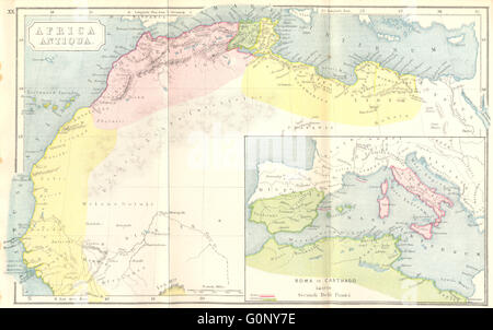 AFRICA: Antiqua; Roma Cartagine, iniziare Guerra Punica, 1908 Mappa antichi Foto Stock