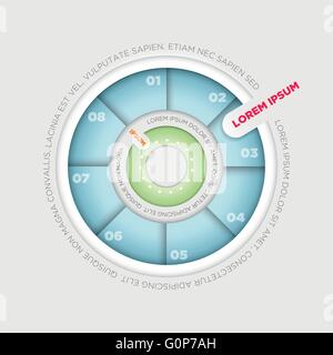 Ruota del vettore grafico a torta infografico modello di progettazione. Illustrazione Vettoriale