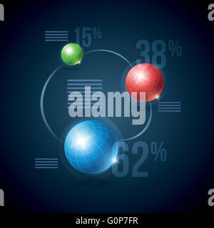 Vettore modello infografico con globi. Gli elementi sono stratificati separatamente in file vettoriale. Illustrazione Vettoriale