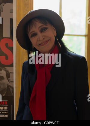 New York, Stati Uniti d'America. Il 3 maggio, 2016. Attrice Anna Karina Partecipa a conferenza stampa per celebrare il nuovo restauro del nastro di pellicola outsiders in francese culturali Servizi di credito: lev radin/Alamy Live News Foto Stock