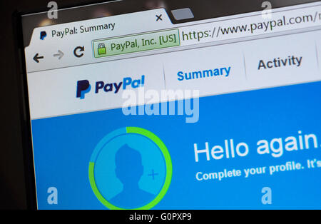 Paypal sommario internet home page Foto Stock