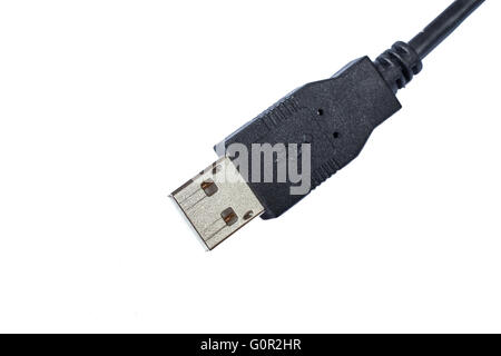 Vista ravvicinata del connettore USB in isolati sullo sfondo bianco Foto Stock