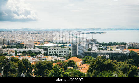 Antenna vista panoramica della città di Salonicco e la porta, Grecia Foto Stock