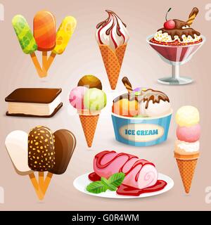 Insieme del gelato Illustrazione Vettoriale