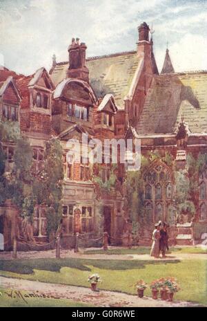 CAMBRIDGE: College: corte, Pembroke College, antica stampa 1907 Foto Stock