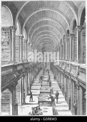 Irlanda: Dublin City: biblioteca, Trinity College, antica stampa 1898 Foto Stock
