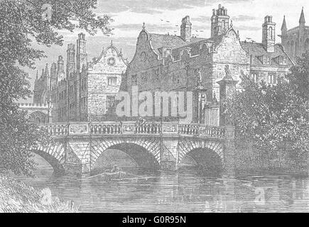 CAMBS: Cambridge: Bridge, St John's College, antica stampa 1898 Foto Stock