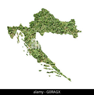 Mappa di Croazia riempito con erba verde, ambientale e concetto ecologico. Foto Stock