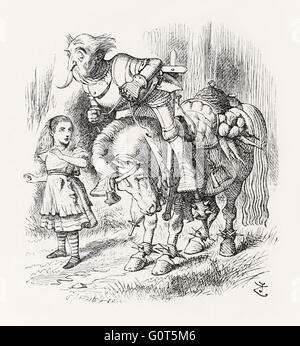 "Il Cavaliere Bianco' da 'attraverso il Looking-Glass e quello che Alice vi trovarono' da Lewis Carroll (1832-1898), illustrata da Sir John Tenniel. Foto Stock