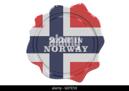 Fabbricato in Norvegia la guarnizione, timbro. Il rendering 3D Foto Stock