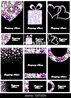 Abstract di lusso Diamante Nero Business Card impostare i modelli Vector Illustrazione Vettoriale