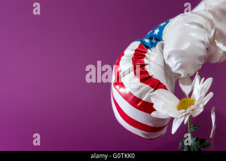 Guanto di boxe e un fiore a margherita Foto Stock